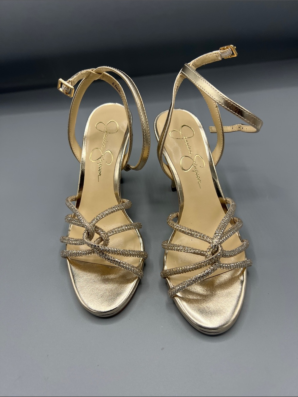 Jessica Simpson Embellished Strappy Open Toe Joziene Sandals Gold Size 6.5/37